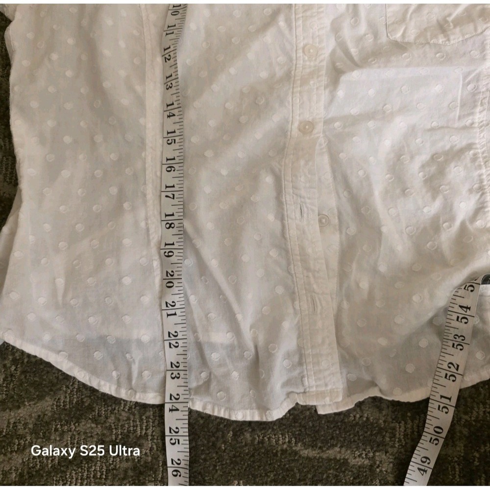 Jones New York Sport White Polka-Dot Long Sleeve Button Up Shirt XL Cotton - Picture 5 of 9